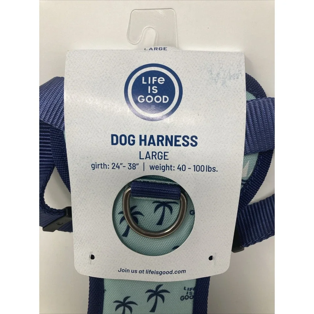 Life is Good Beach Tropical Palm Trees‎ Dog Harness LARGE 40- 100 lbs NEW 🌴
